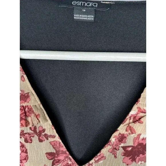 Esmara Kleid Damen Chiffon Spring Dress Size 14 New Floral Pattern Red - Picture 4 of 6